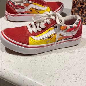 VANS red + checkered + flames